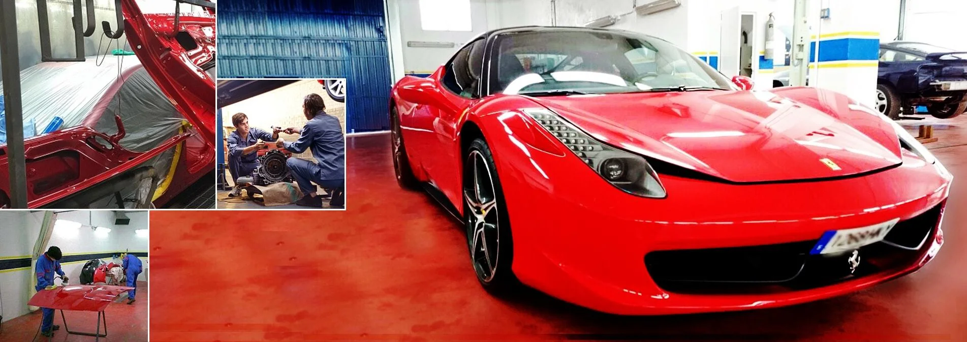 Ferrari 550 Maranello y Porsche 911 en la nave de Carrocerías Leal